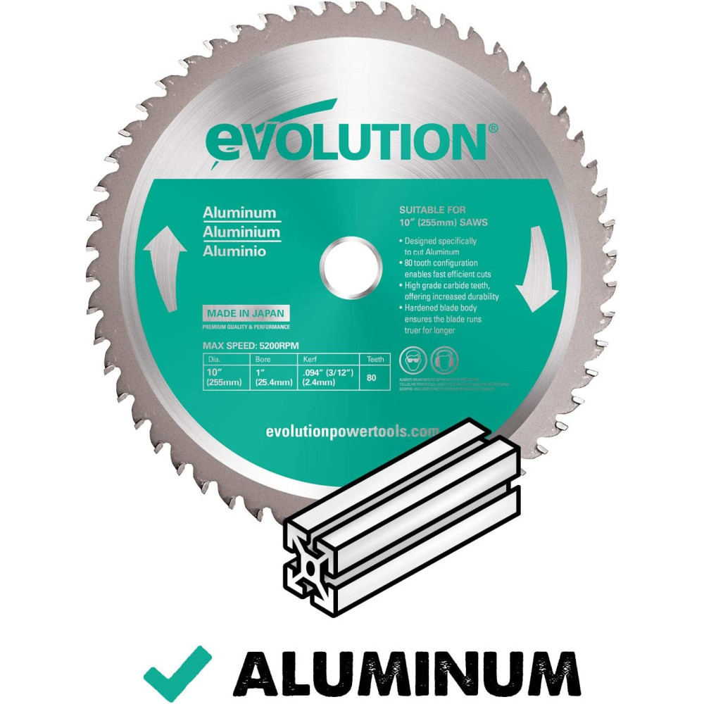 Evolution Power Tools 10″ x 80T Aluminum Cutting Miter Saw Blade - Flockneti
