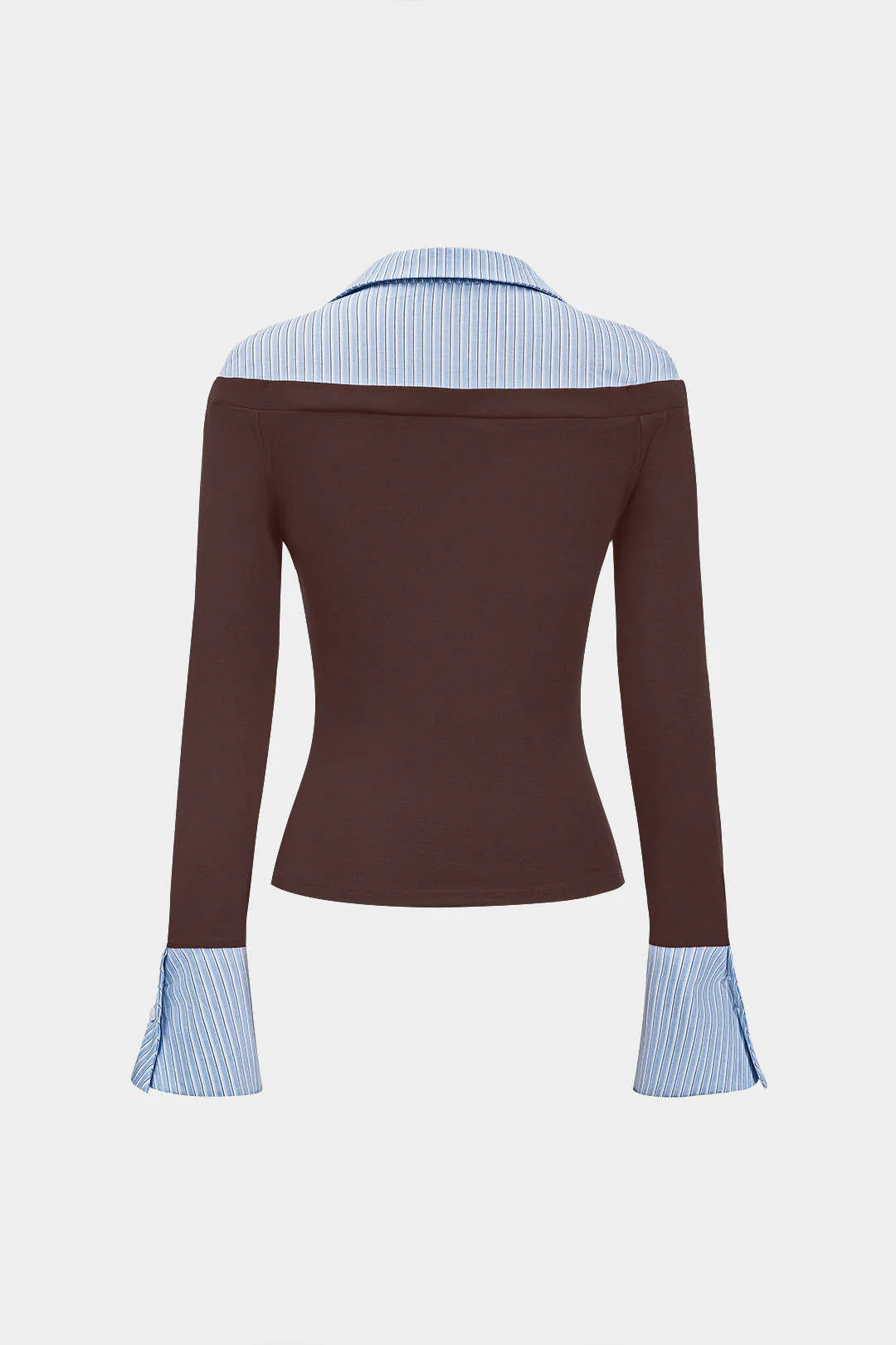 Stripes Print Patchwork Long-Sleeve Top - Flockneti