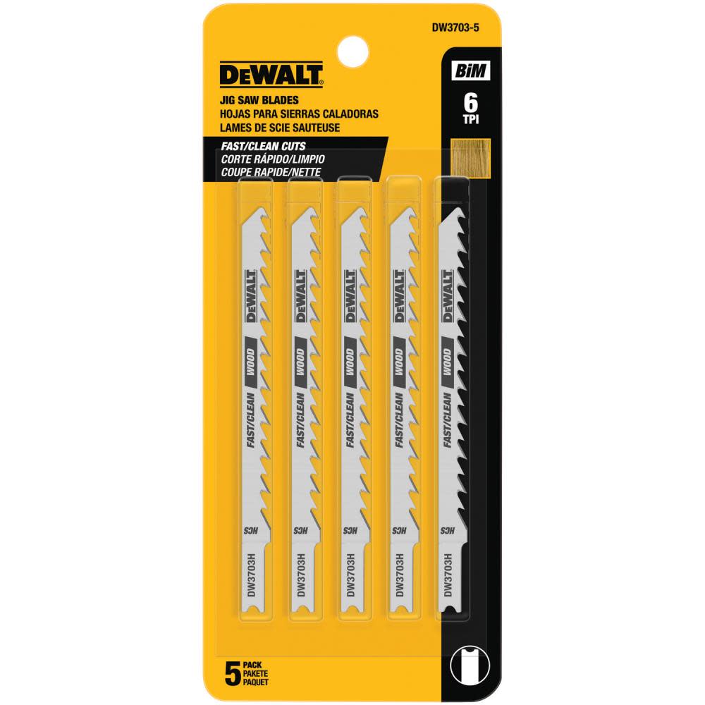 DEWALT 4 In. 6 TPI U- Shank Jig Saw Blades (5) - Flockneti