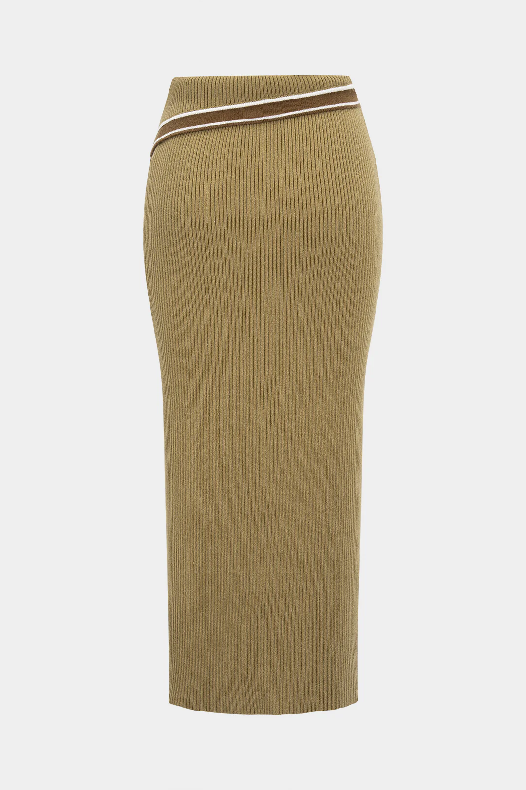 Knit Metallic Button Contrast Skirt - Flockneti