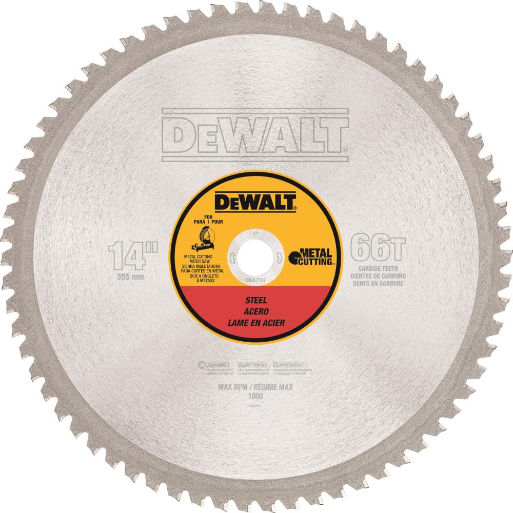 DEWALT 14″ 66T Heavy Gauge Ferrous Metal Cutting Saw Blade 1″ Arbor - Flockneti