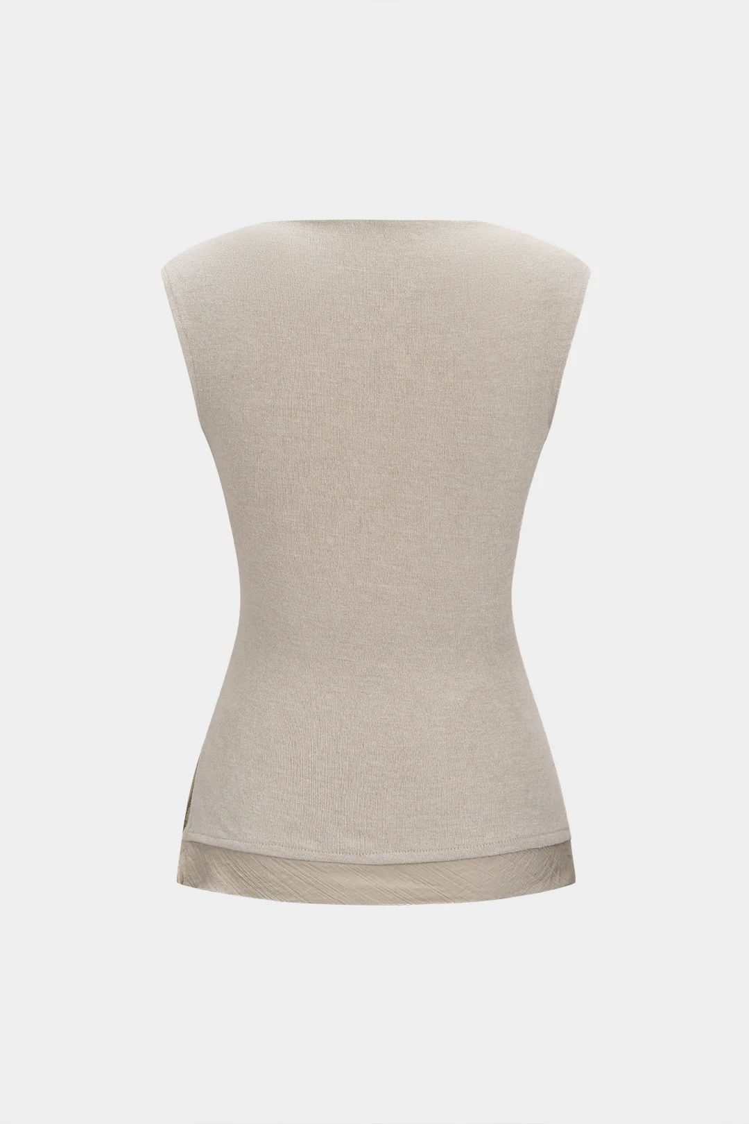 Knit Patchwork Round Neck Sleeveless Top - Flockneti