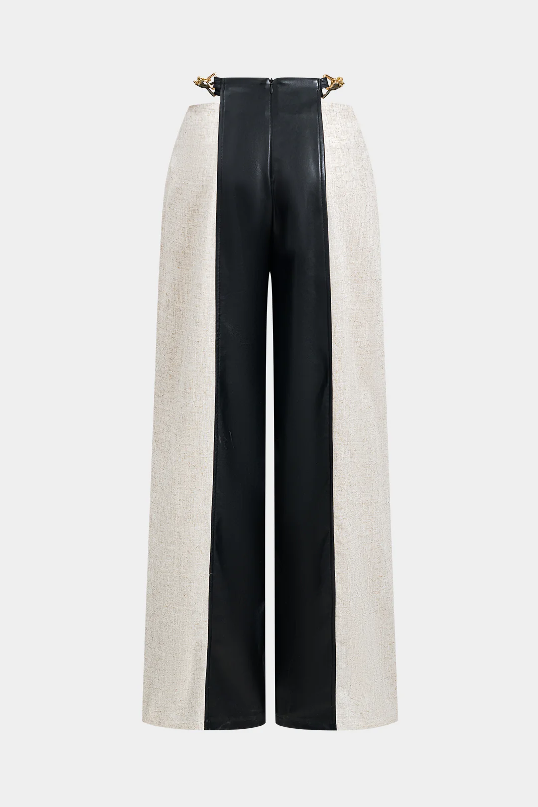 Faux Leather Metallic Patchwork Trousers - Flockneti