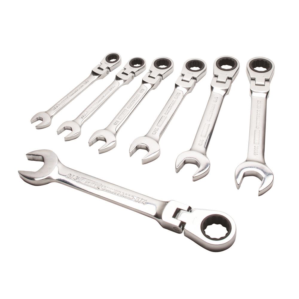 DEWALT 7 Piece Ratcheting Flex Head Combination Wrench Set - Flockneti