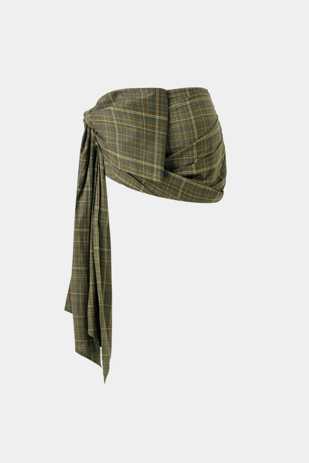 Plaid Print Asymmetrical Skirt - Flockneti