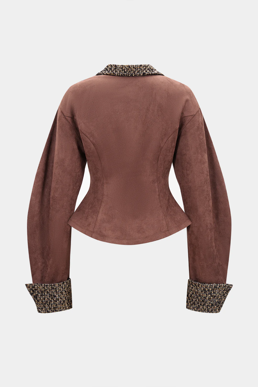 Suede Patchwork Metallic Button Blazer - Flockneti