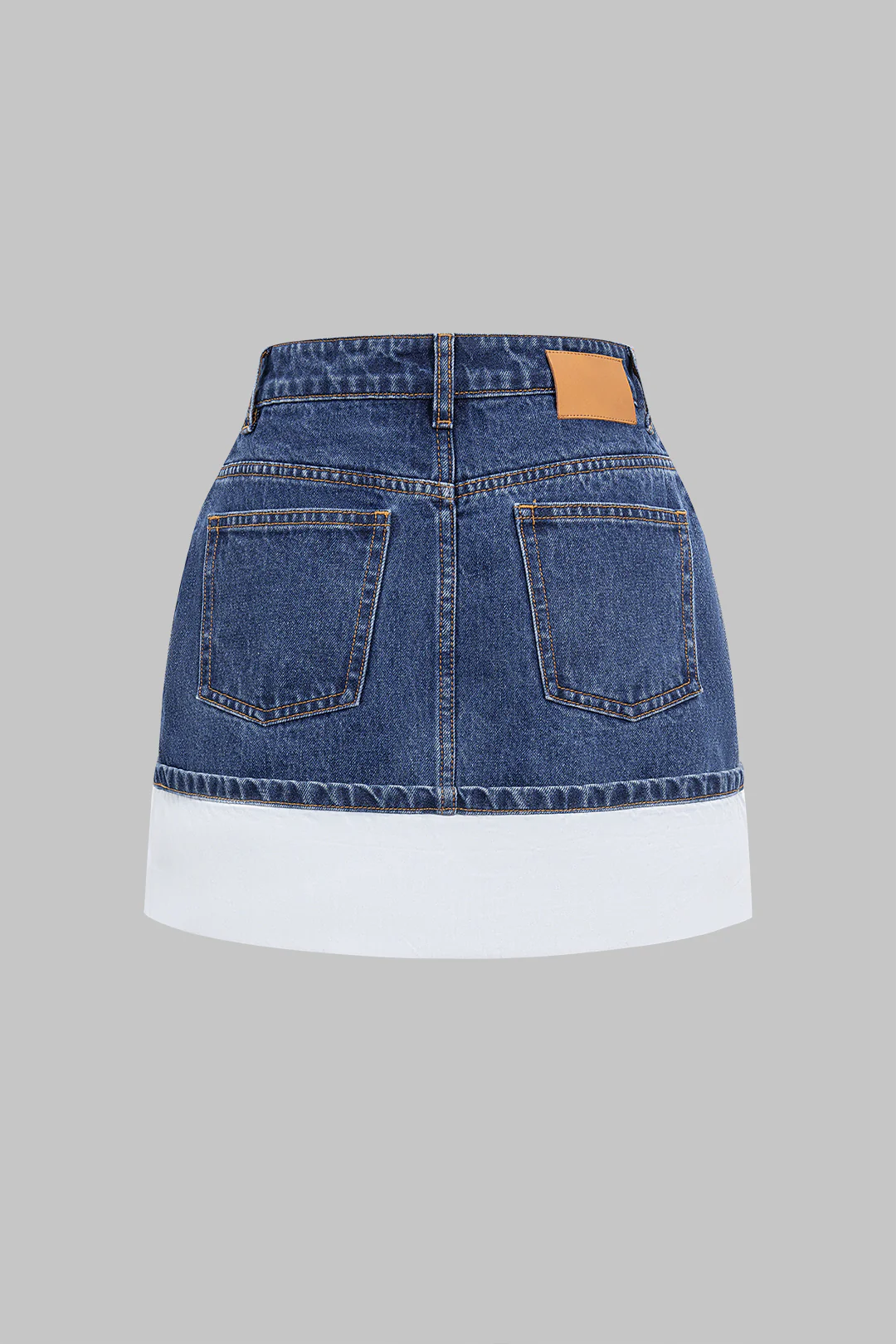 Denim Asymmetrical Patchwork Zipper Skirt - Flockneti