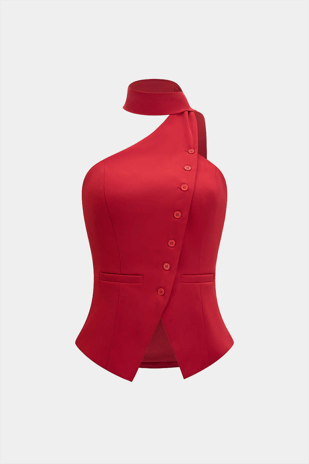 Button Halter Neck Backless Tank Top - Flockneti
