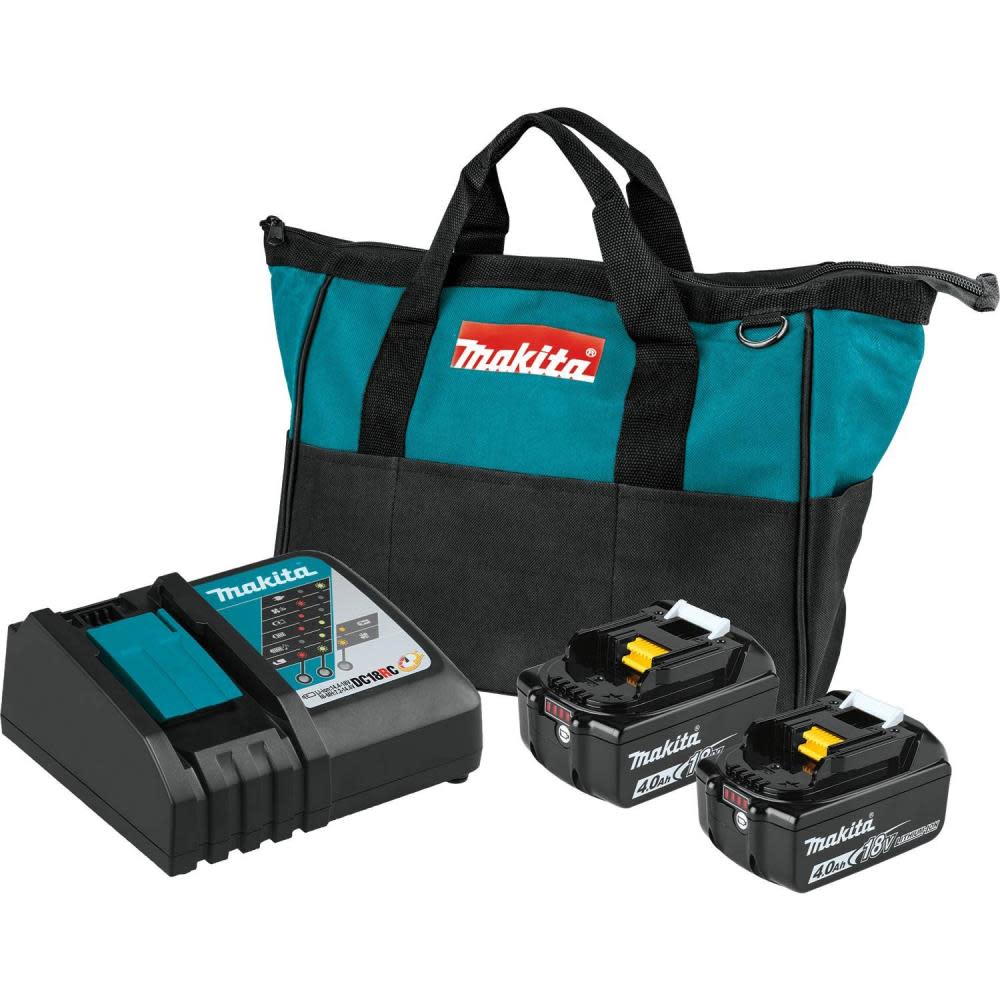 Makita 18V LXT 4.0Ah Lithium-Ion Battery and Rapid Optimum Charger Starter Pack - Flockneti