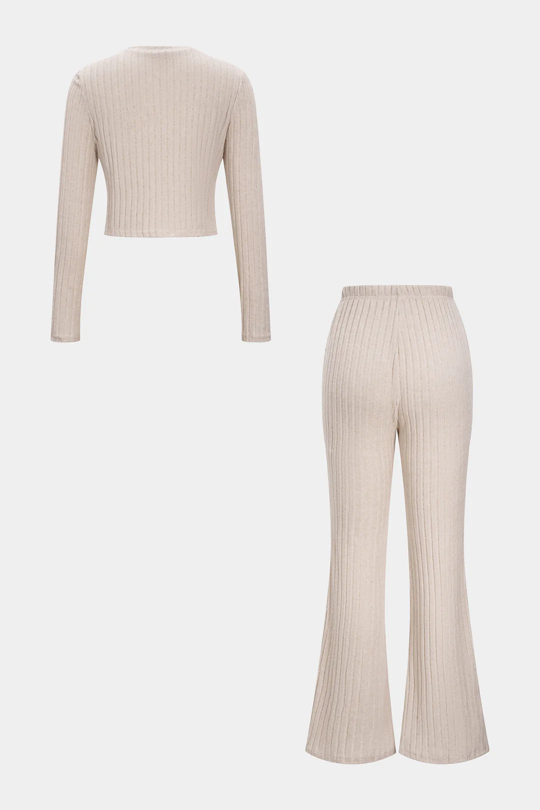 Front Knot Long Sleeve And Trousers Set - Flockneti
