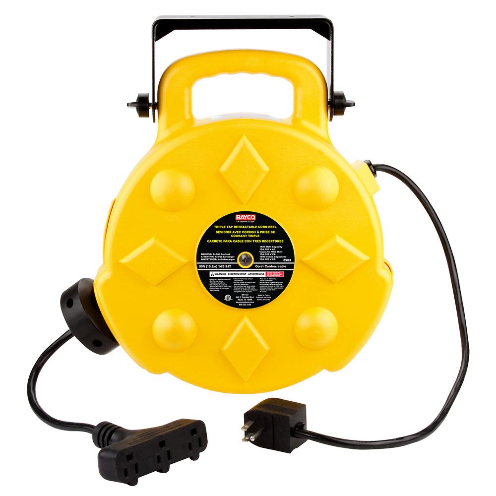 Bayco Products Professional 50 Ft. Triple-Tap Retractable Reel - Flockneti