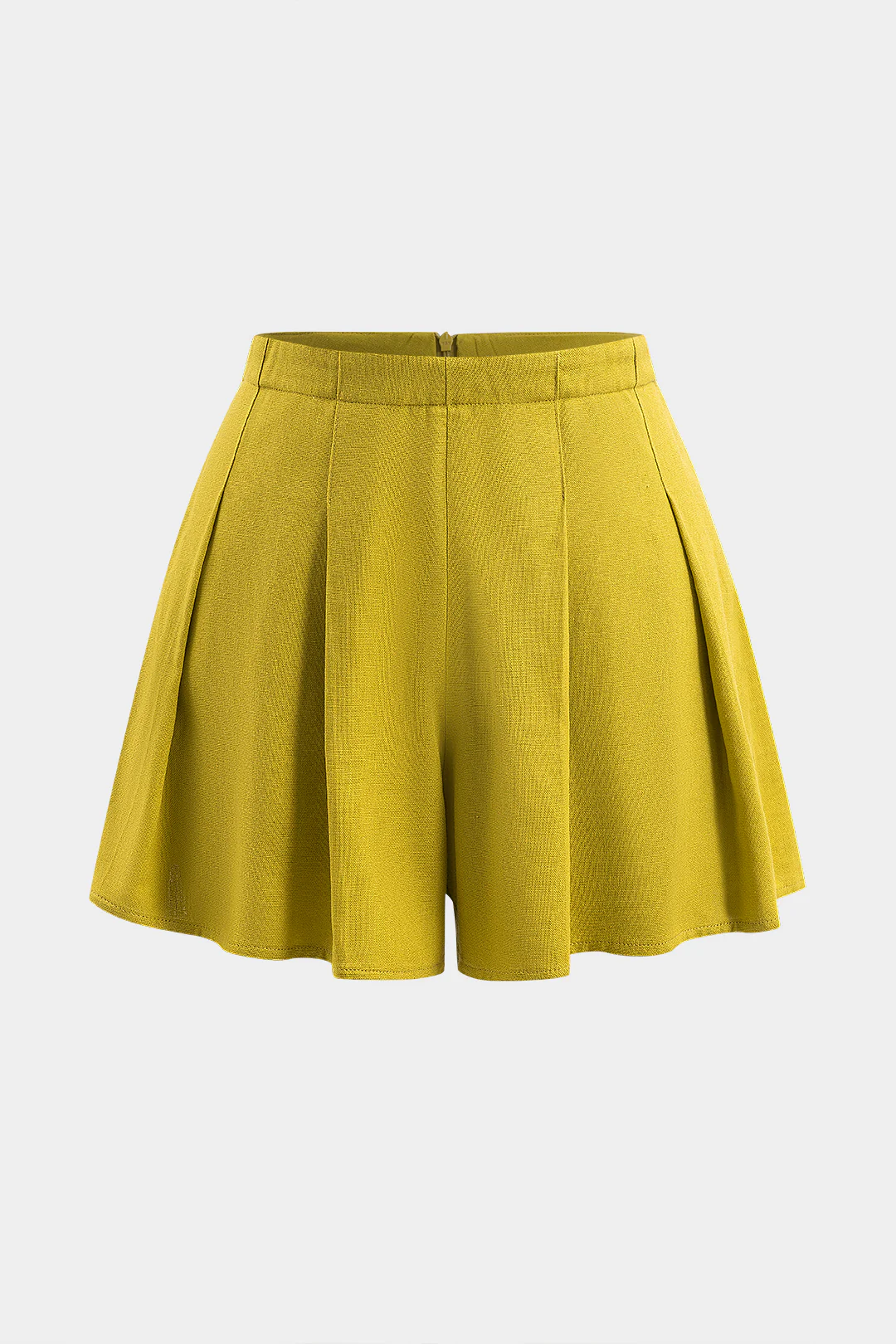 Linen Pleated Zipper Shorts - Flockneti
