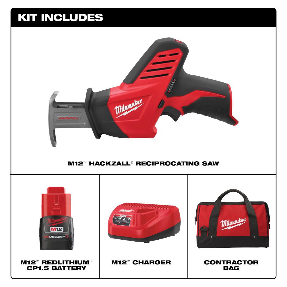 Milwaukee M12 HACKZALL Reciprocating Saw One Battery Kit - Flockneti