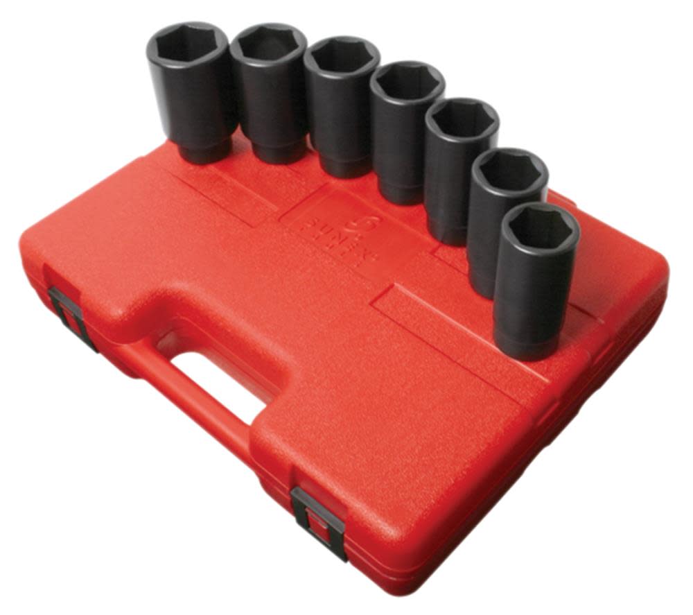 Sunex 7 pc. 1/2 In. Drive Metric Deep Spindle Nut Impact Socket Set - Flockneti
