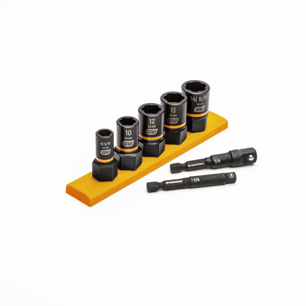GEARWRENCH 7 Pc. 1/4″ & 3/8″ Drive Metric Bolt Biter Impact Extraction Socket Set - Flockneti