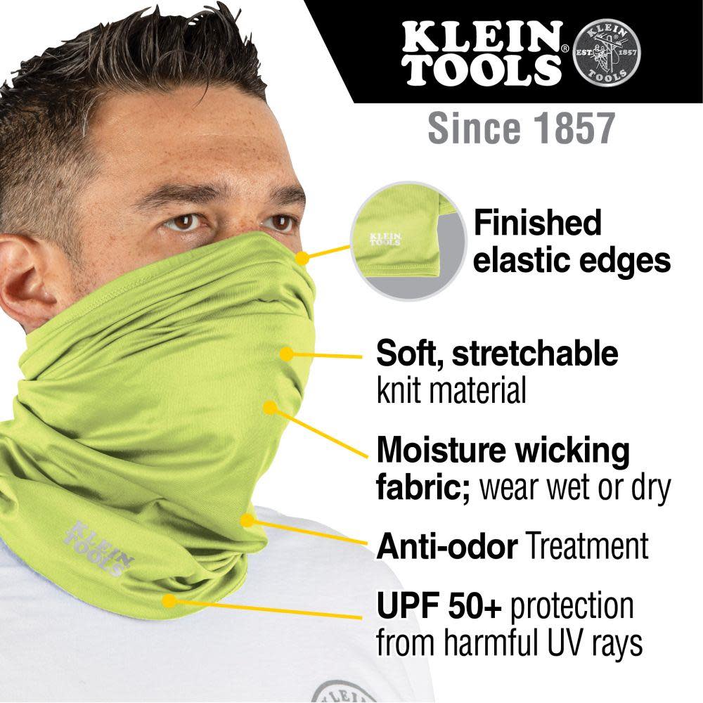 Klein Tools Cooling Neck and Face Band Hi-Viz Yellow - Flockneti