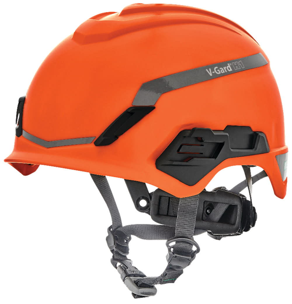 MSA Safety Works V Gard H1 Safety Helmet Novent Orange Fas Trac III III - Flockneti