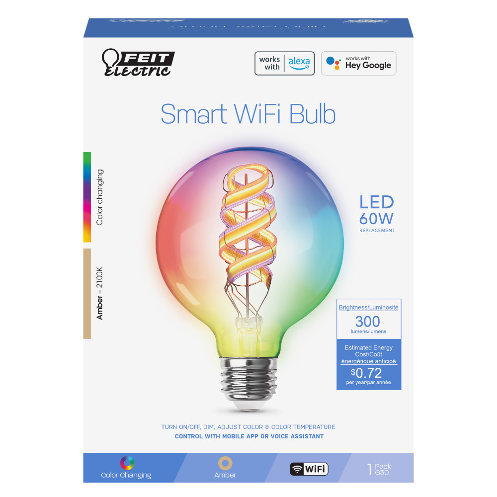 Feit Electric 60W G30 Spiral Filament LED Smart Bulb 1pk - Flockneti