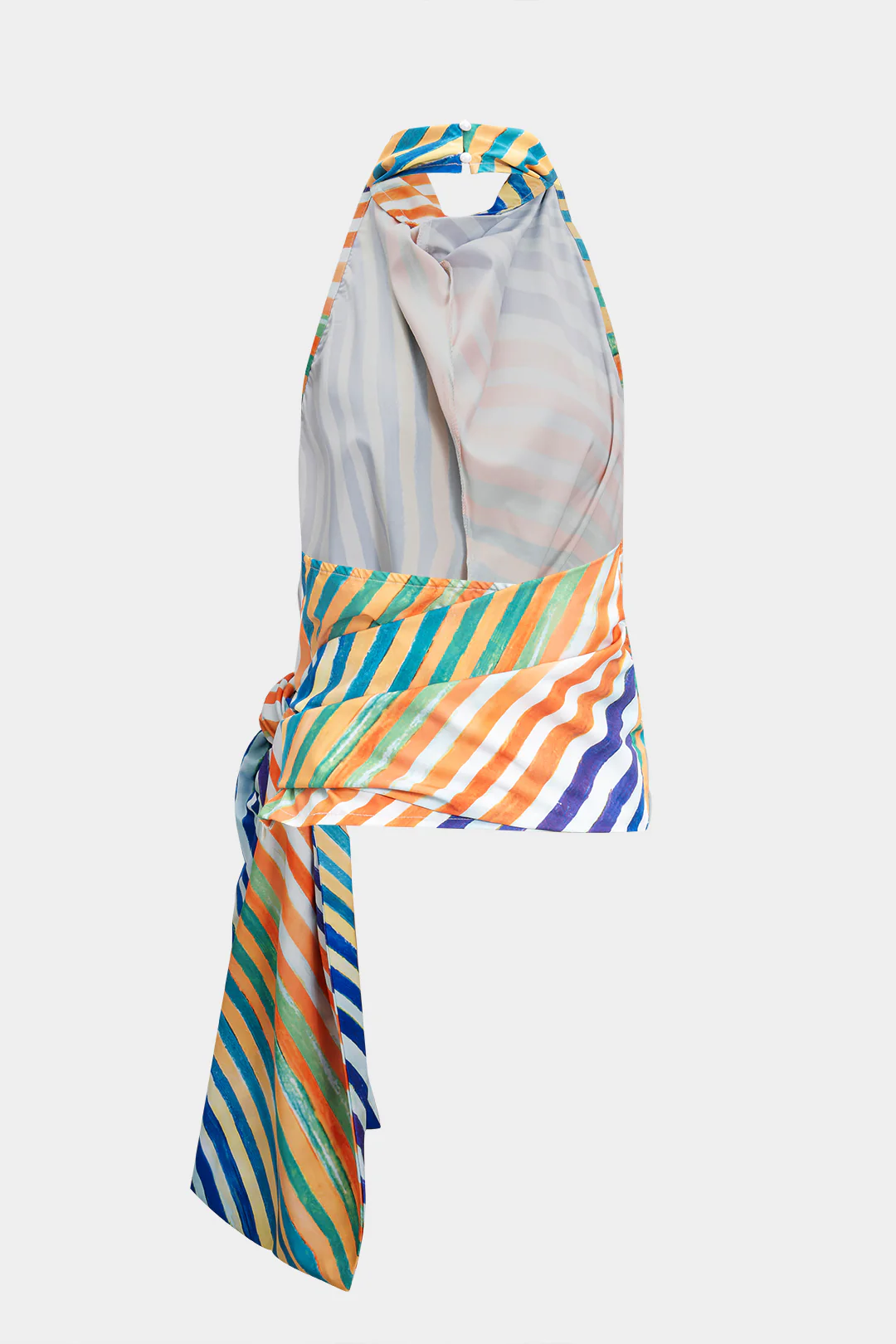 Contrast Stripe Print Tie-Up Tank Top - Flockneti