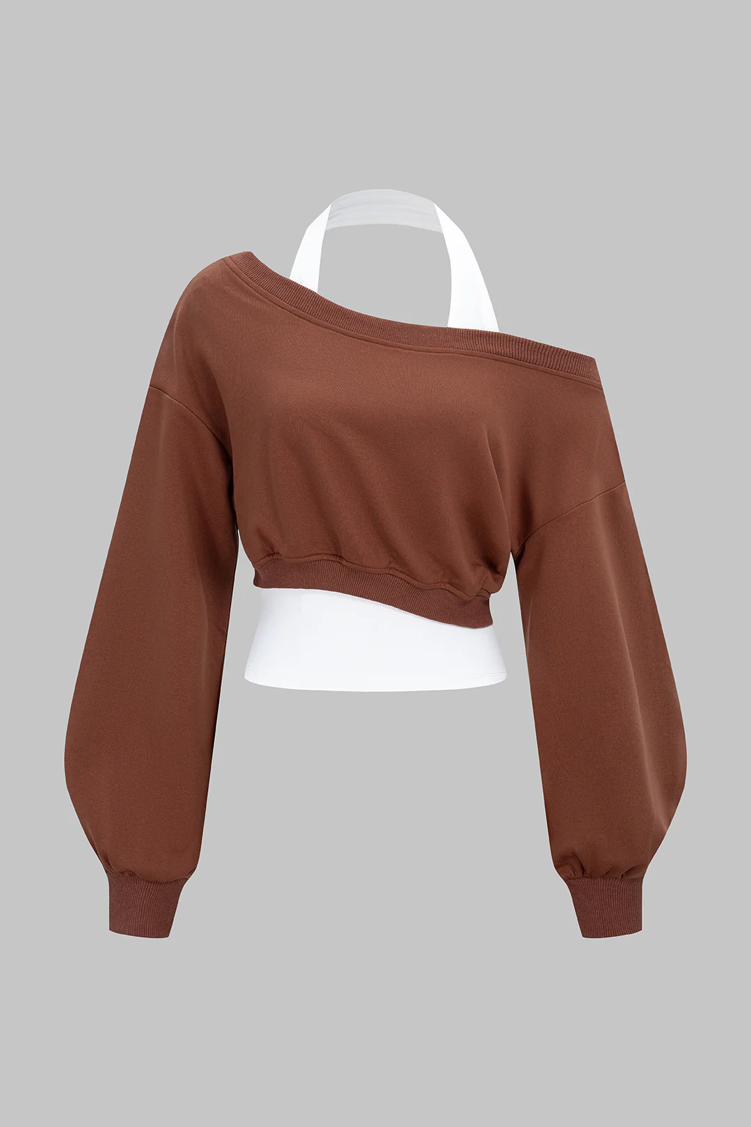 Halter Asymmetrical Long Sleeve Sweatshirt - Flockneti