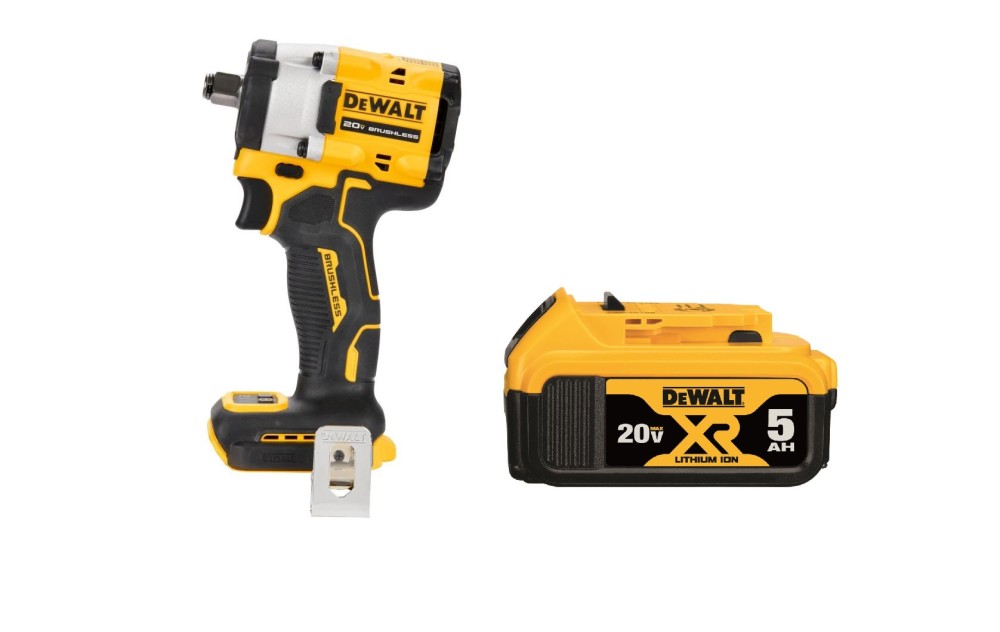 DEWALT ATOMIC 20V MAX 1/2″ Impact Wrench Hog Ring Anvil 5Ah Bundle - Flockneti