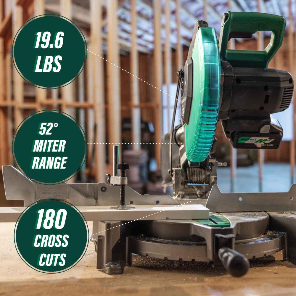 Metabo HPT 18V MultiVolt Cordless 10 Inch Single Bevel Miter Saw - Flockneti