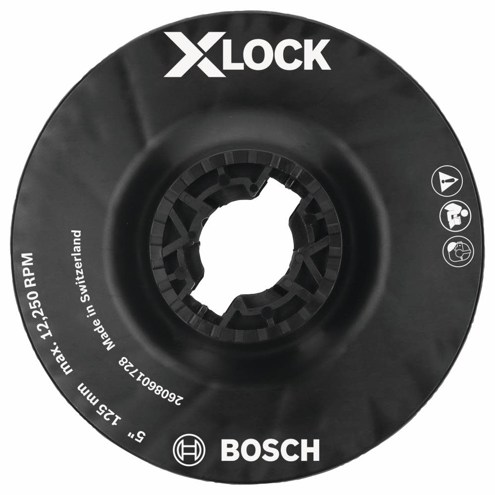 Bosch 5 In. X-LOCK Backing Pad with X-LOCK Clip – Medium Hardness - Flockneti