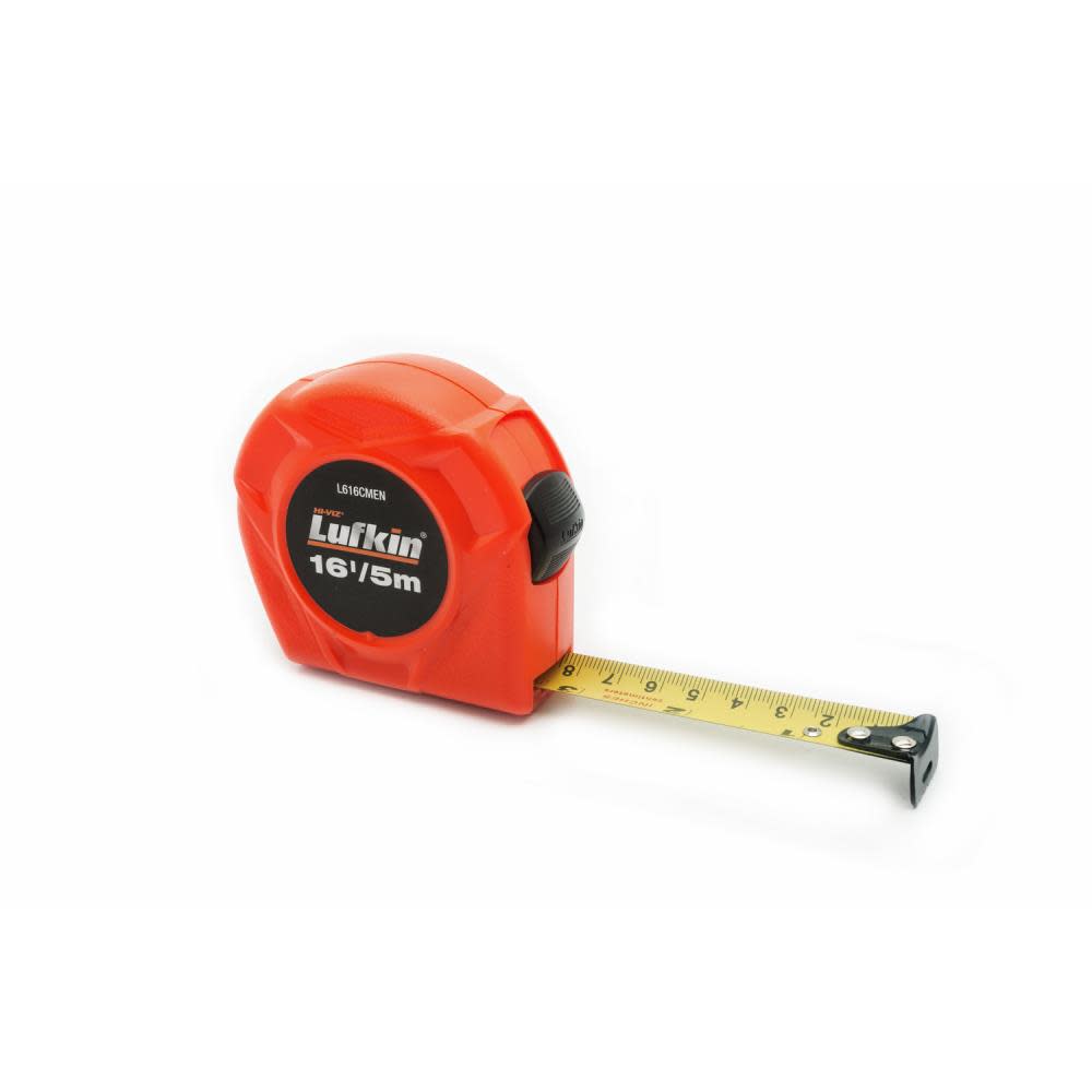 Crescent Lufkin Tape Measure 3/4 In./19mm x 16 Ft./5m Hi-Viz Orange Value - Flockneti