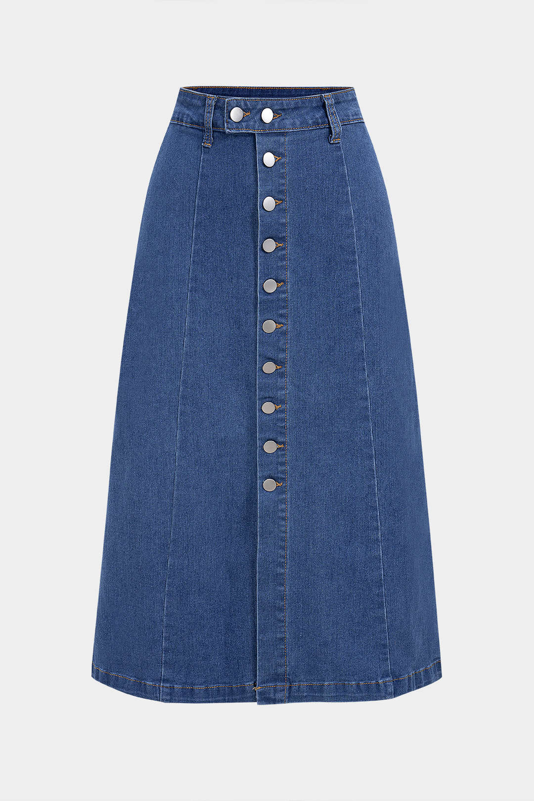 Denim Button Front High Waist Skirt - Flockneti