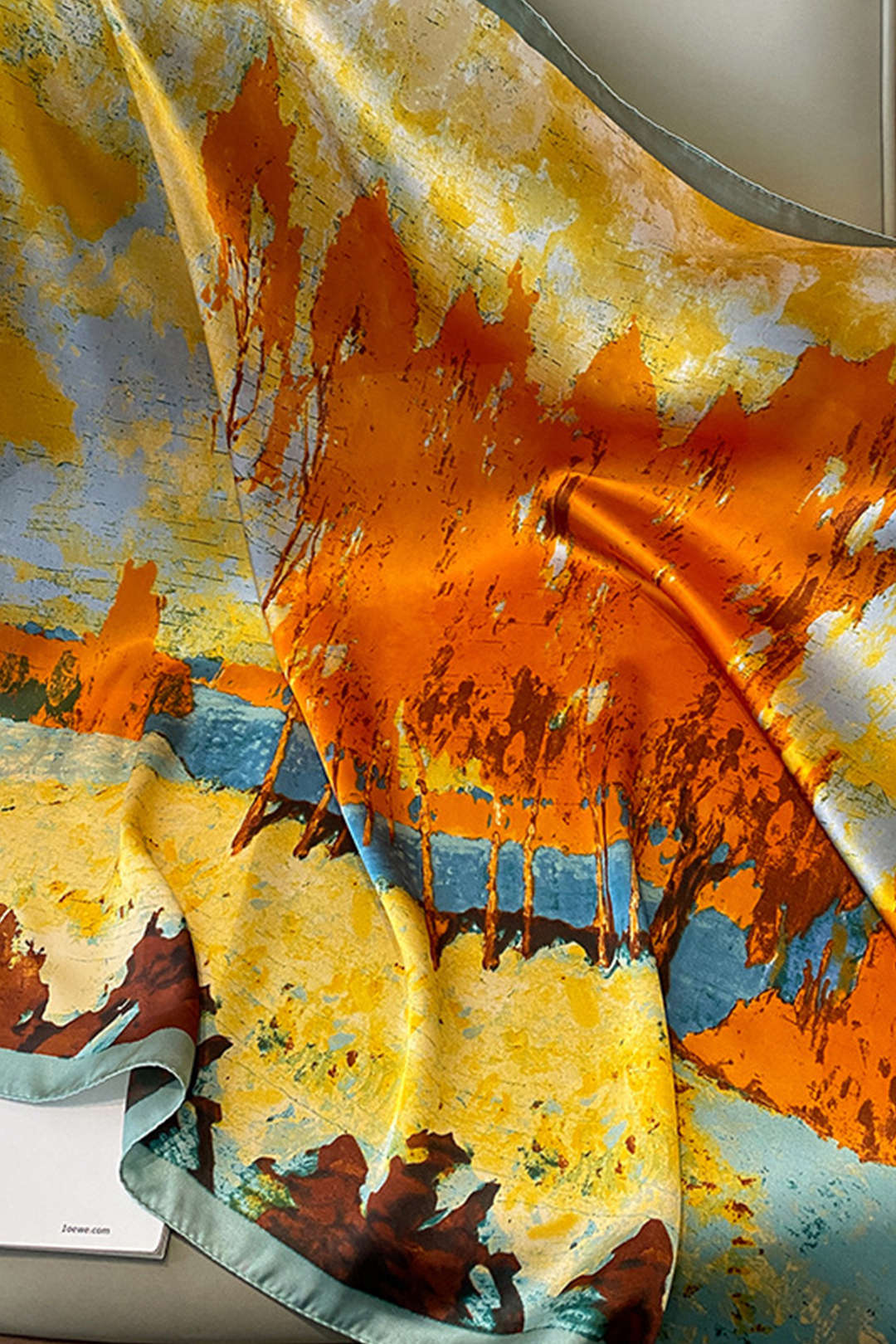 Abstract Print Satin Scarf - Flockneti