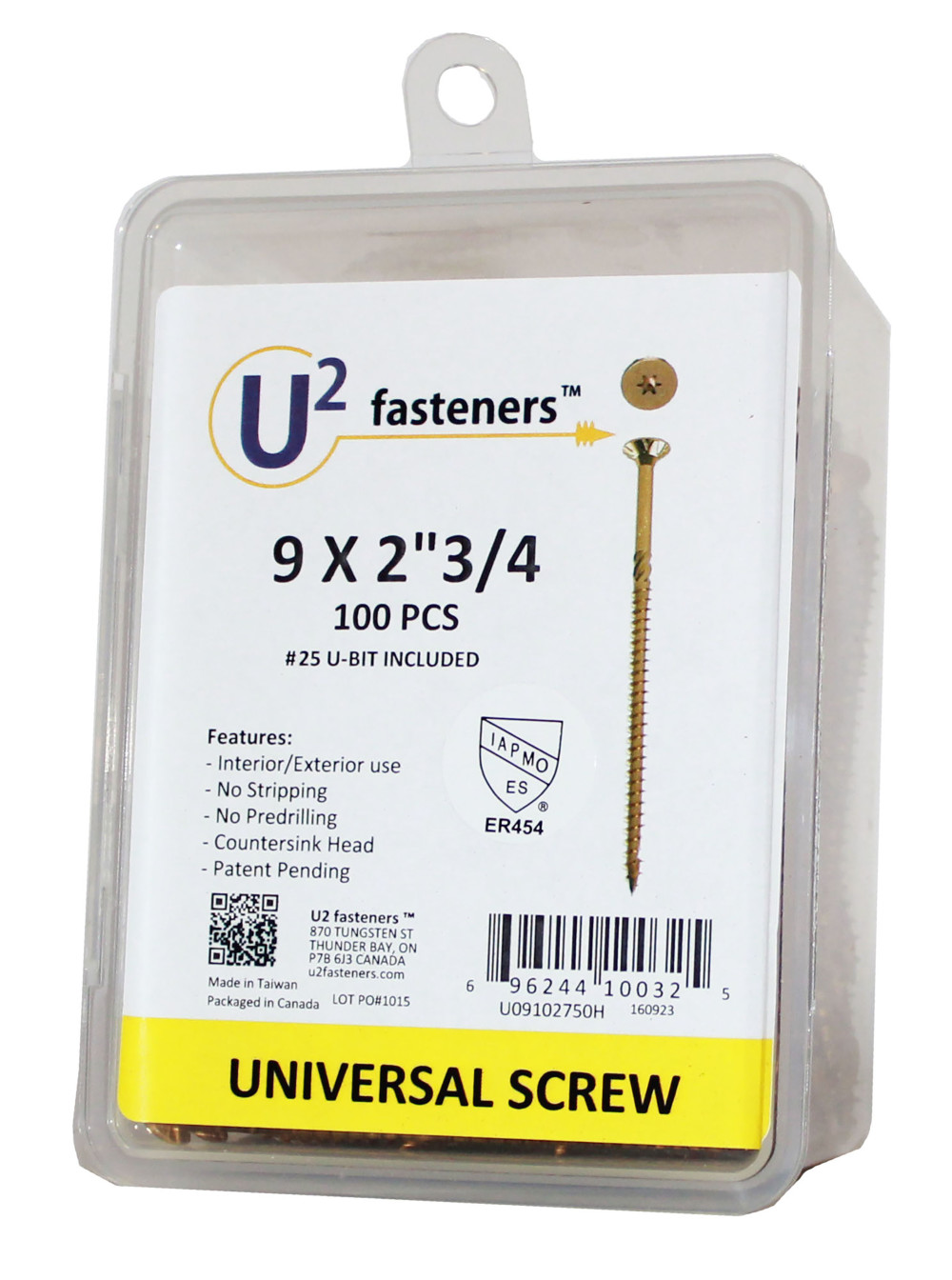 U2 Fasteners Universal Screw #9 X 2 3/4″ 100pk - Flockneti