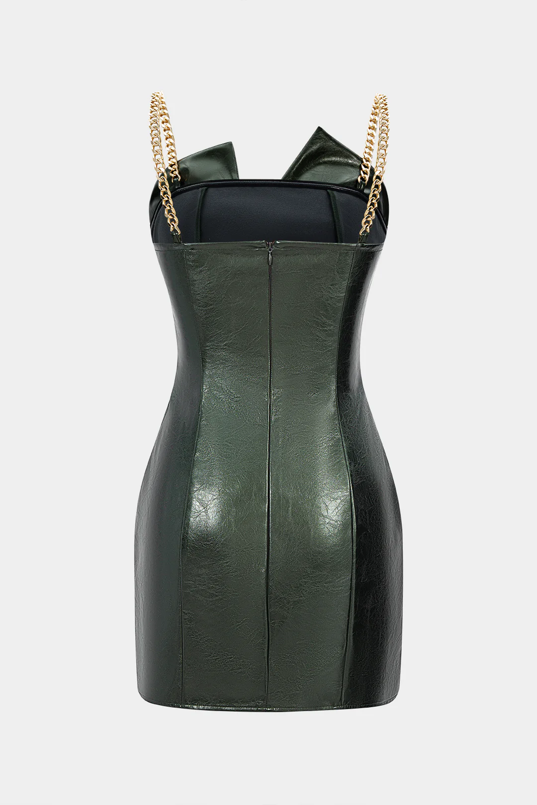 Faux Leather Metallic Ruched Sleeveless Slip Mini Dress - Flockneti