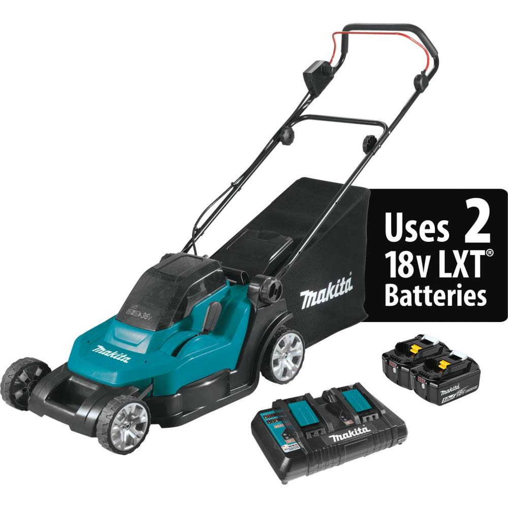 Makita 18V X2 (36V) LXT Lithium-Ion Cordless 17″ Residential Lawn Mower Kit (5.0Ah) - Flockneti
