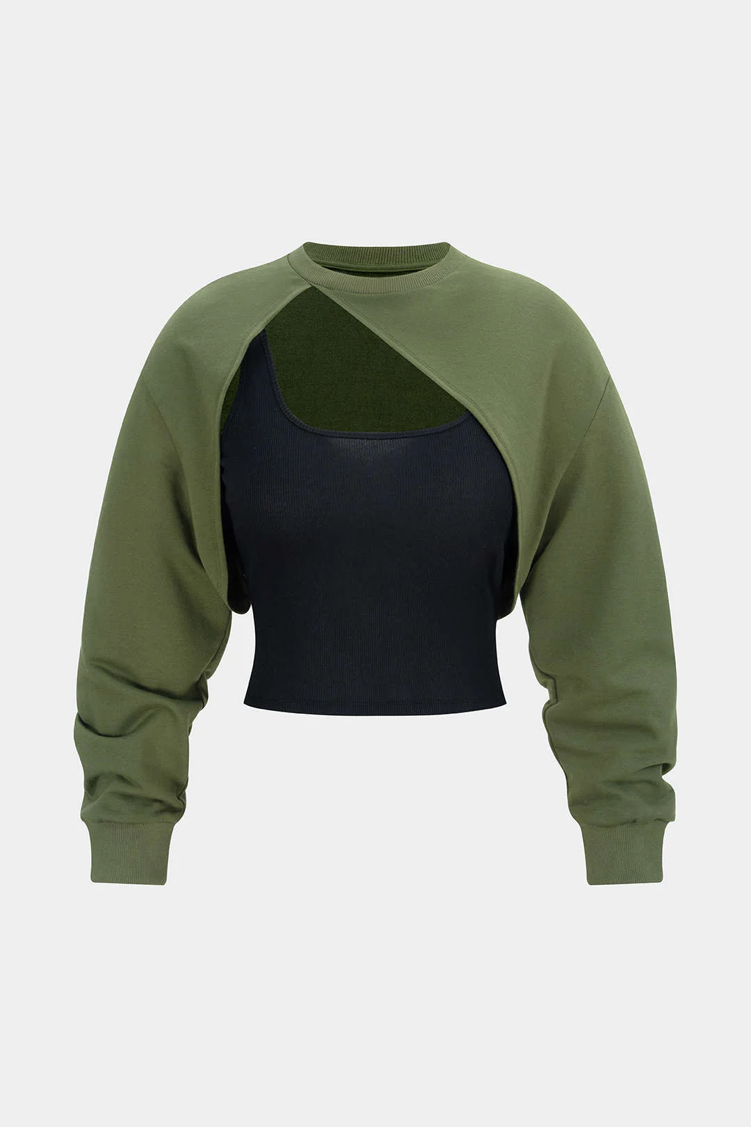 Contrast Cut Out Asymmetrical Long Sleeve Sweatshirt - Flockneti