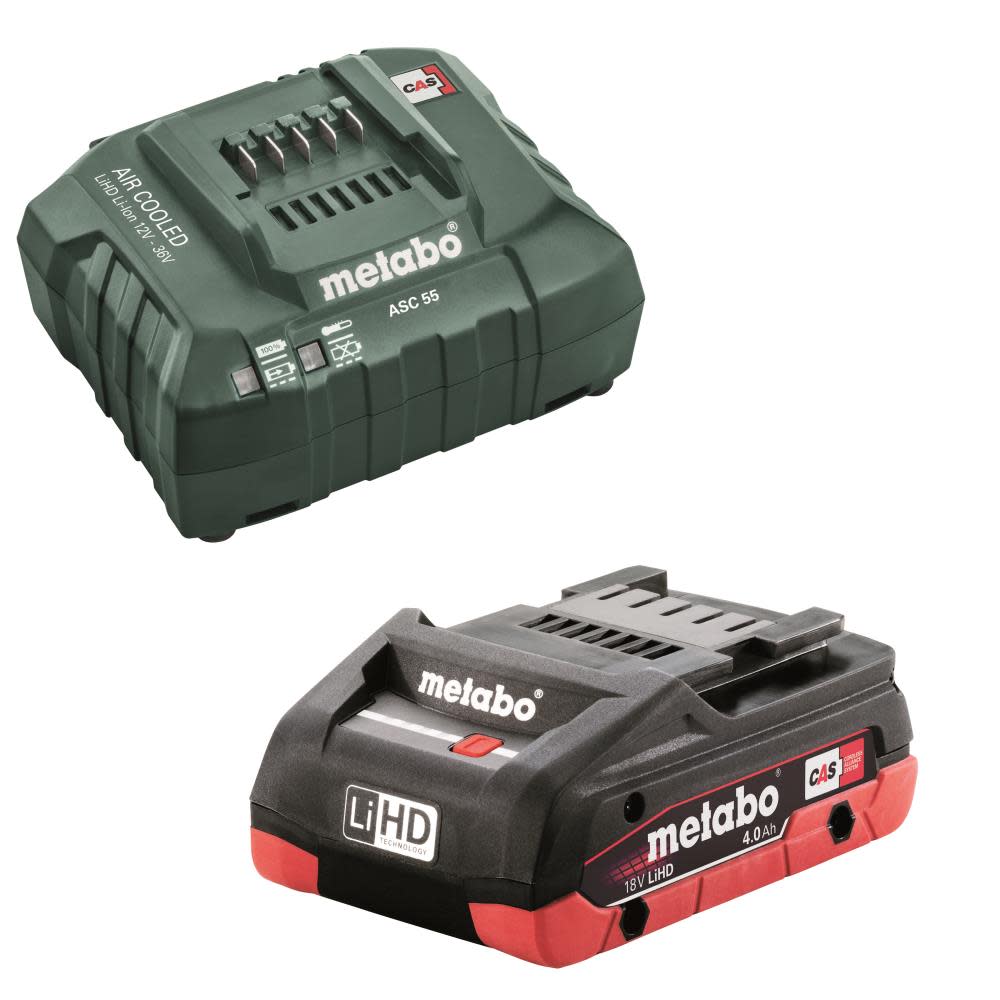 Metabo 18V Lithium Ion 4Ah Battery + ASC 55 Charger Kit - Flockneti