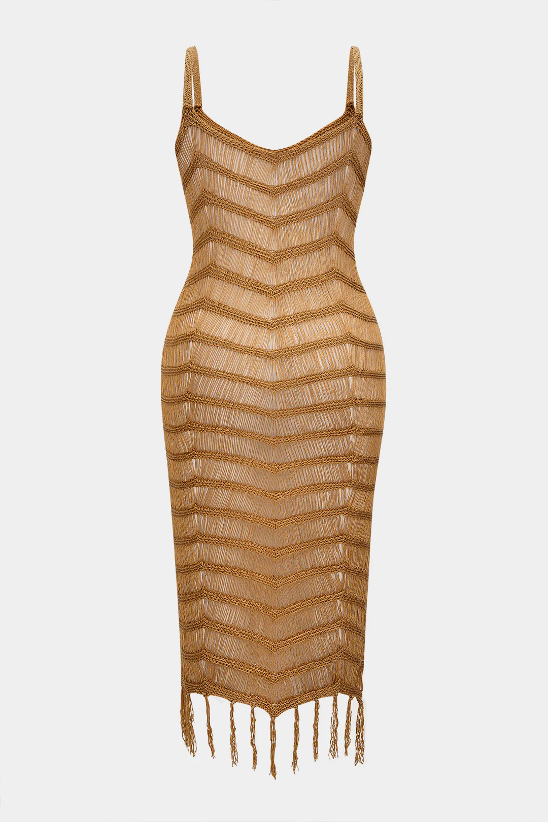 Plus Size Knit Fringe Slip Sleeveless Dress - Flockneti