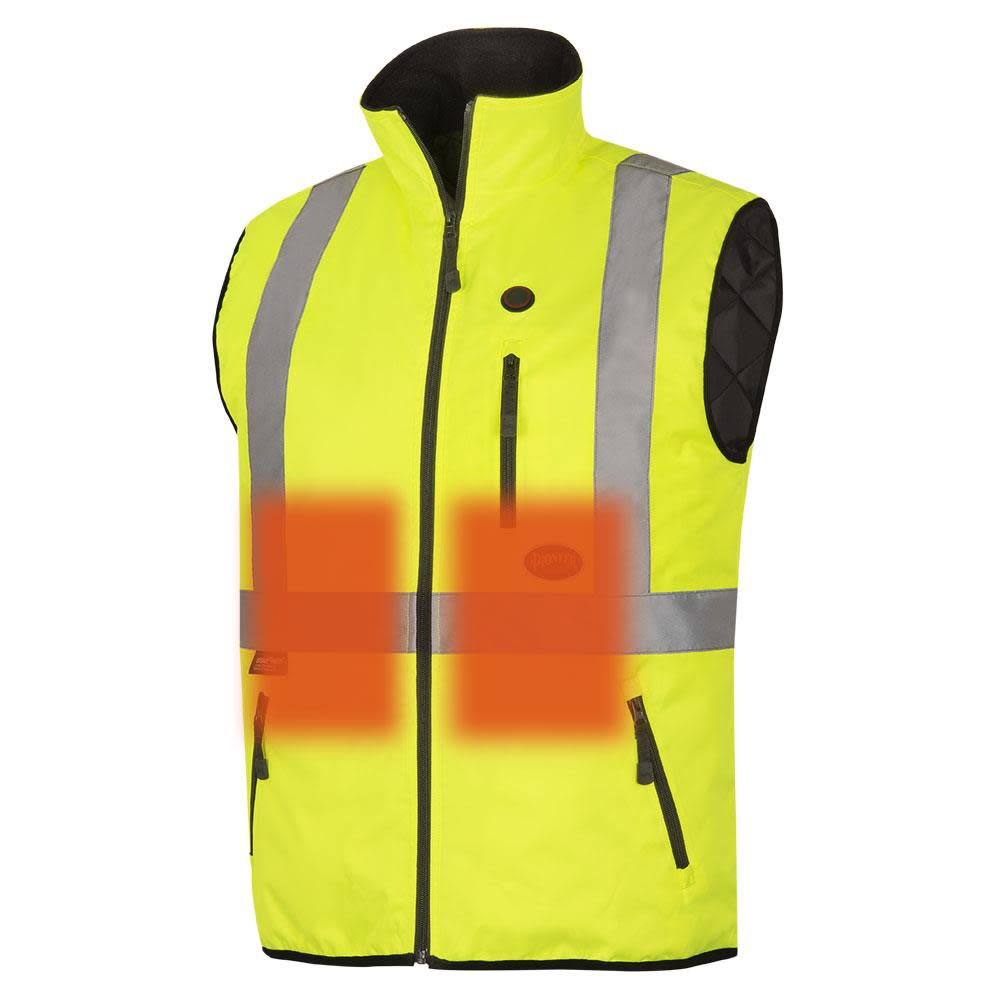 Pioneer 5418U Hi Vis Heated Safety Vest Yellow Green XL - Flockneti