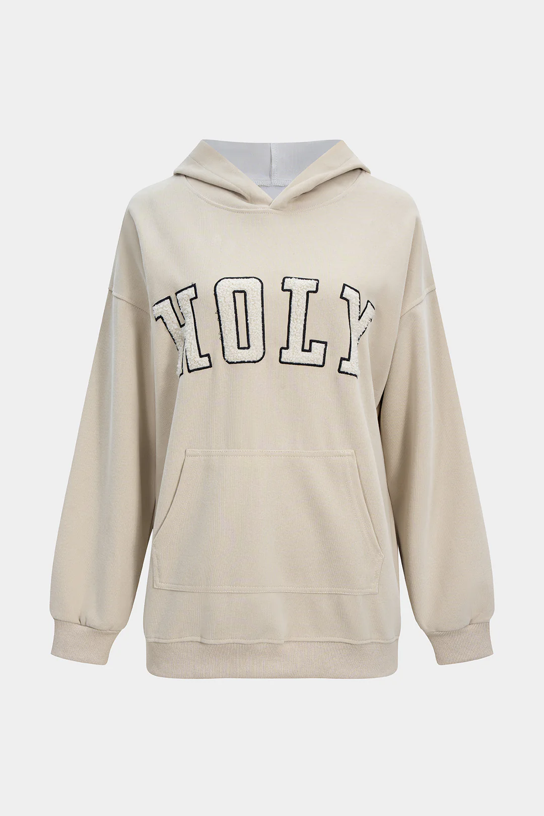 Letter Print Embroidery Hoodie - Flockneti