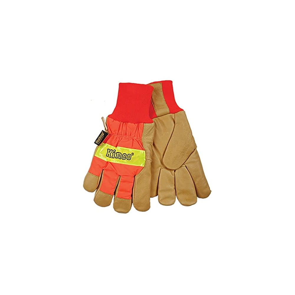 Kinco Hi-Vis Orange Grain Pigskin Palm Glove - Flockneti
