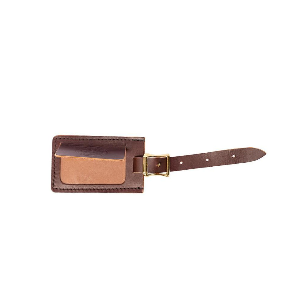 Duluth Pack Brown Smooth Leather Luggage Tag With Logo - Flockneti