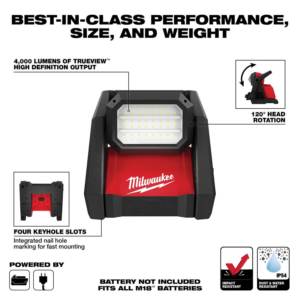 Milwaukee M18 ROVER Dual Power Flood Light Bare Tool - Flockneti
