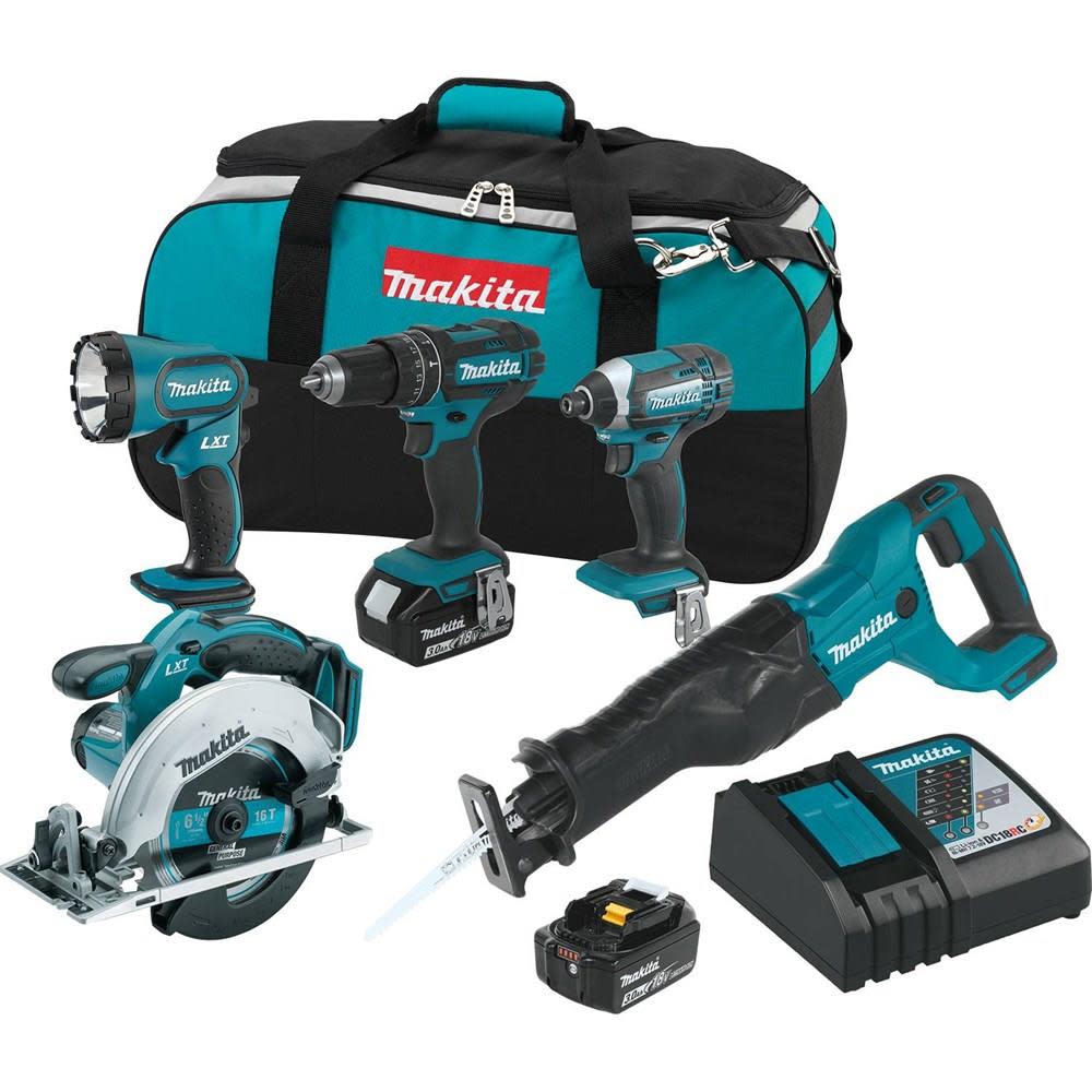Makita 18 Volt LXT Lithium-Ion Cordless Combo Kit (5-Tool) - Flockneti
