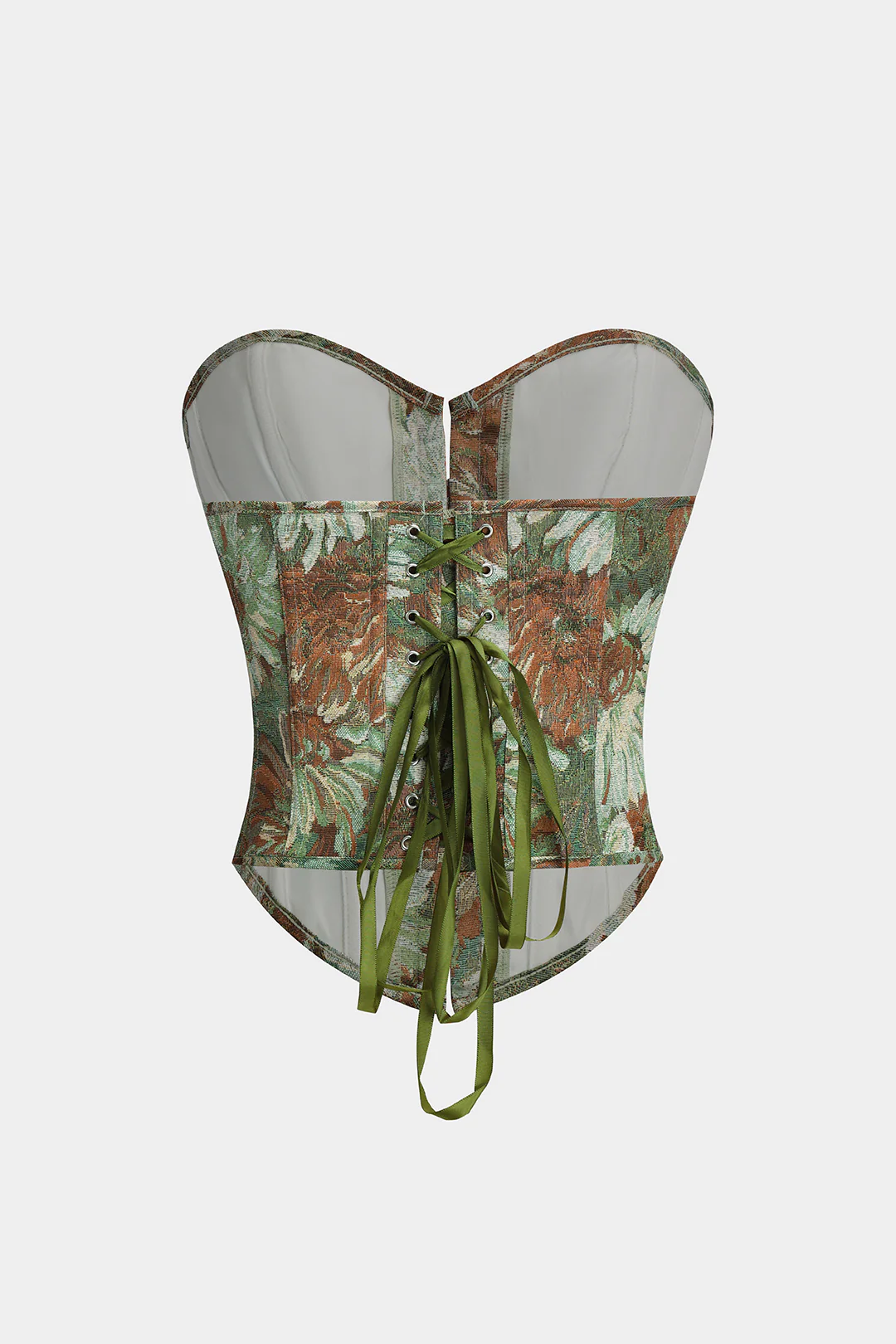 Floral Print Strapless Tie Back Corset Tube Top - Flockneti