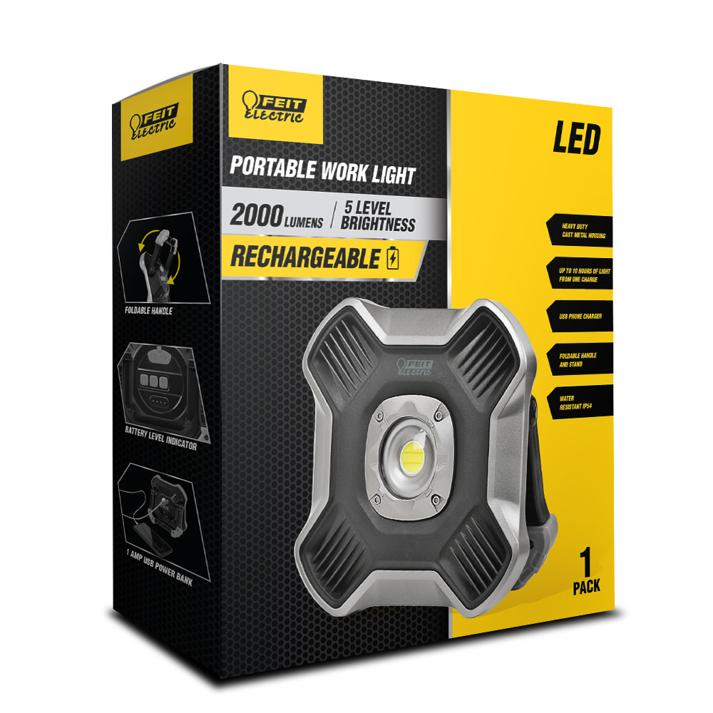 Feit Electric 2000 Lumens Ultra Bright Rechargeable LED Worklight - Flockneti