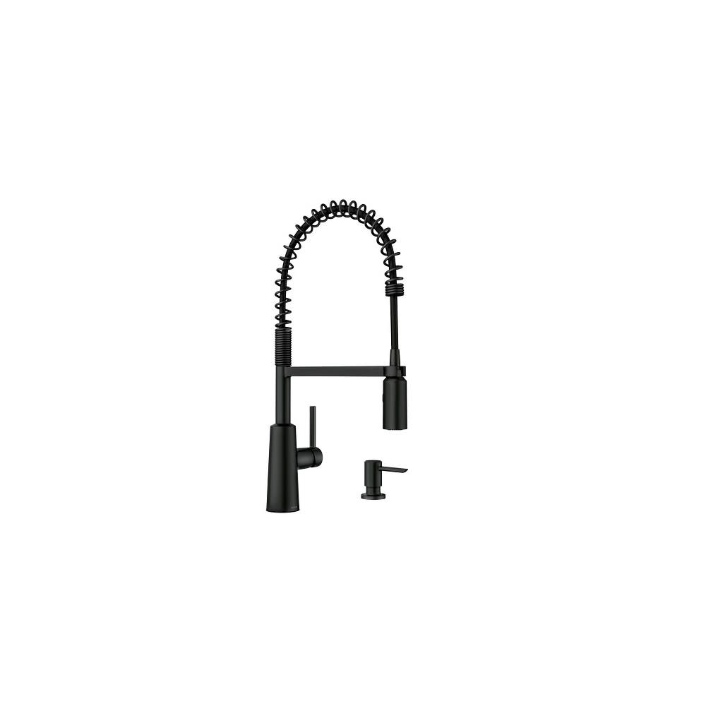 Moen Nori Kitchen Faucet Matte Black Pre Rinse Spring Pulldown - Flockneti