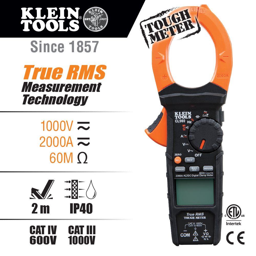 Klein Tools 2000A Digital Clamp Meter - Flockneti