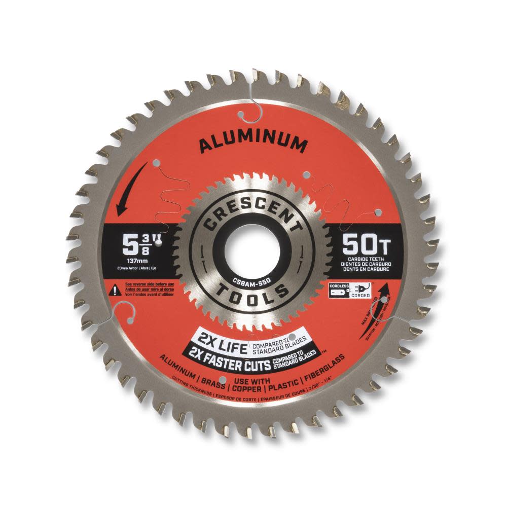 Crescent Circular Saw Blade 5 3/8″ x 50 Tooth Medium Aluminum - Flockneti