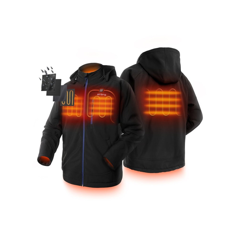 ORORO Mens Black & Blue Classic Heated Jacket Kit Medium - Flockneti
