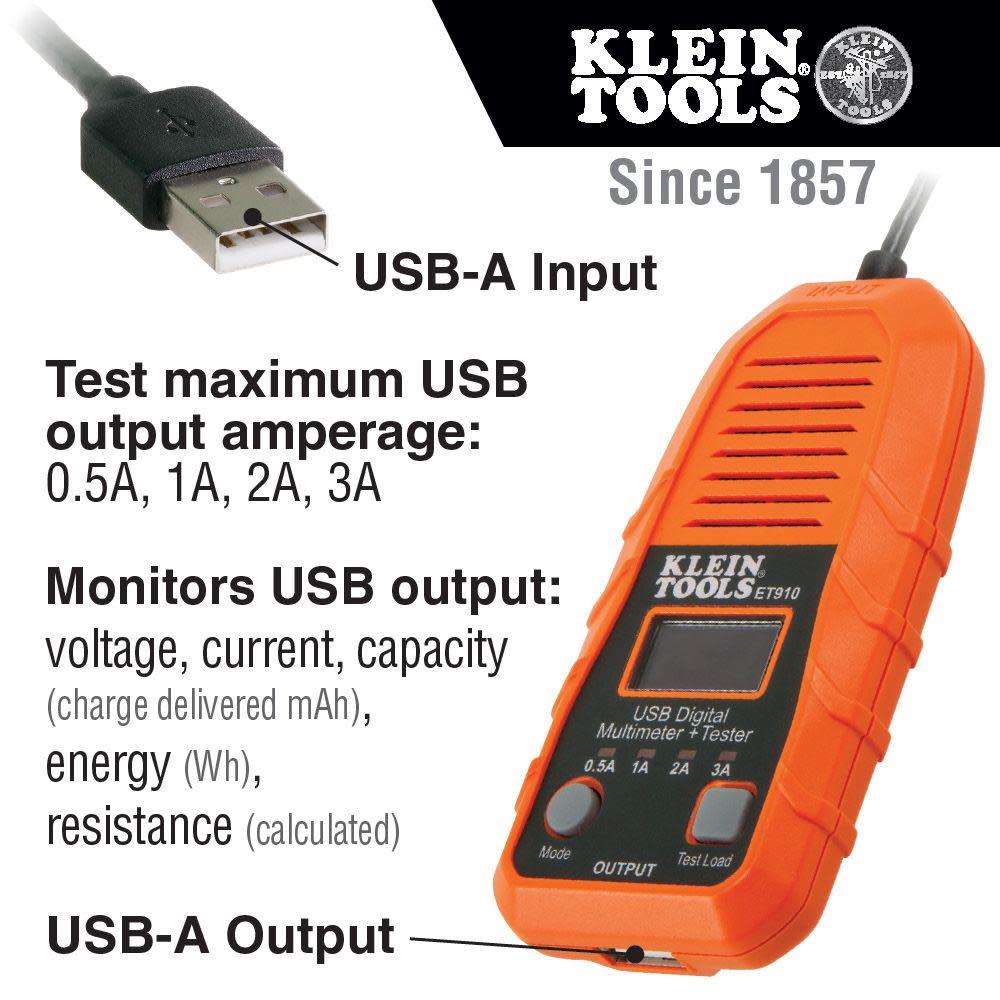 Klein Tools USB Digital Meter and Tester USB-A - Flockneti
