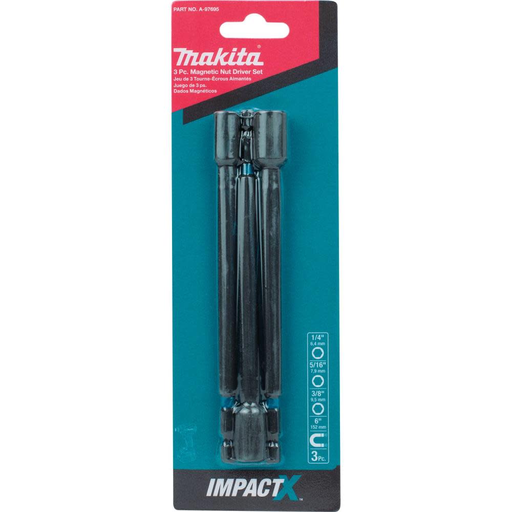 Makita Impact X 3 Pc. 6 Magnetic Nut Driver Set - Flockneti